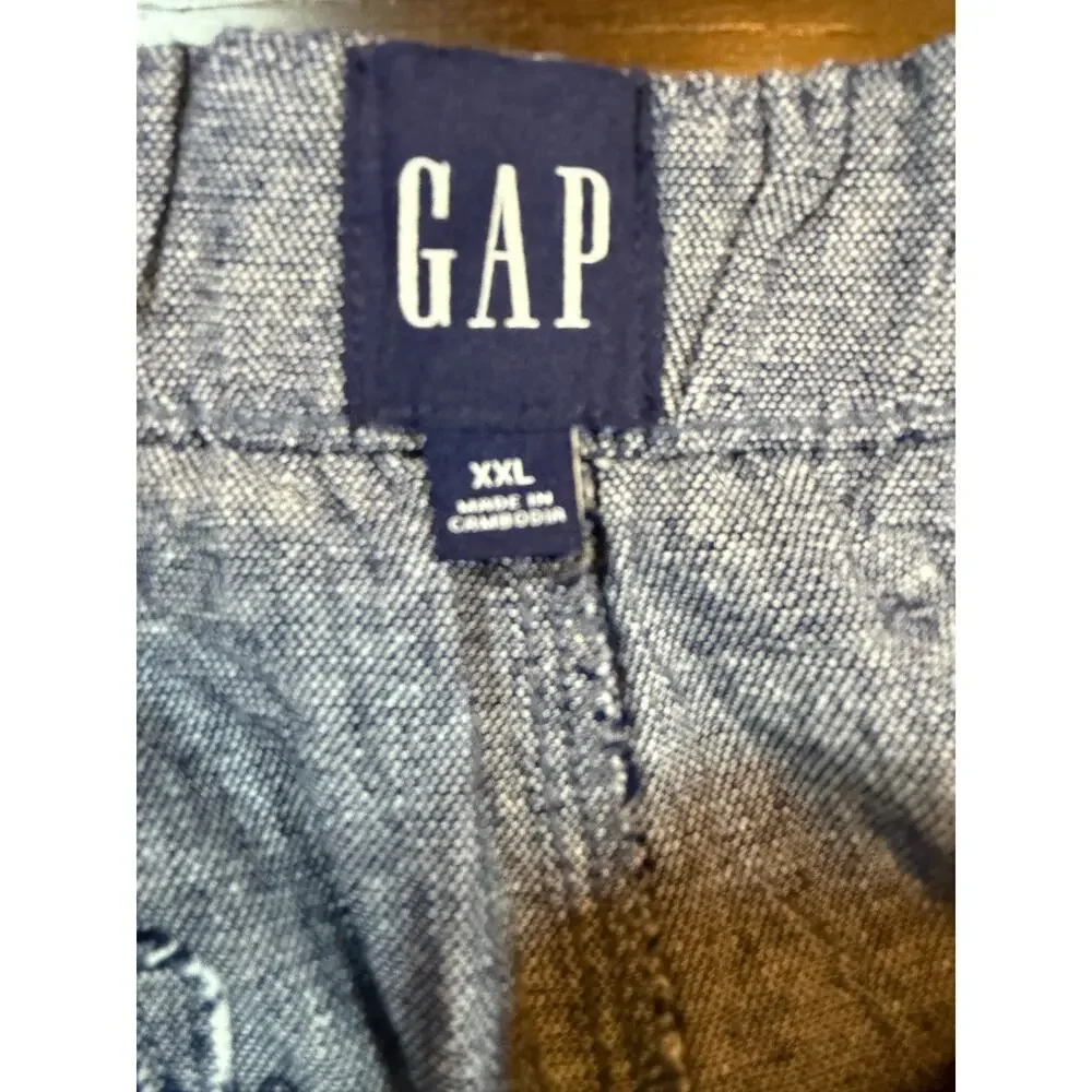 NWT GAP Linen Wide Leg Pants Women's XXL Blue Summer Coastal
